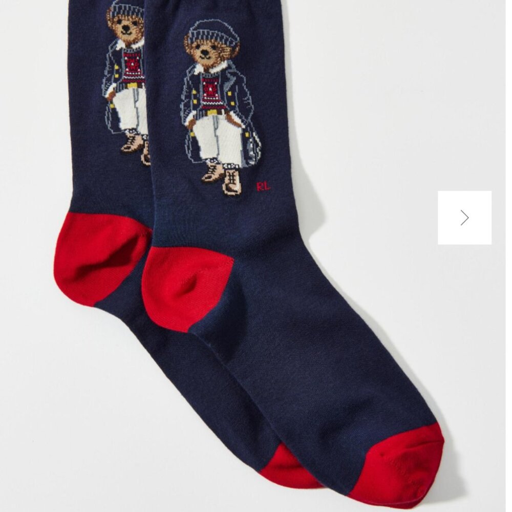 Women's Polo Ralph Lauren NAVAL Bear Crew Socks NAVY NWT Sock Size 9 - 11